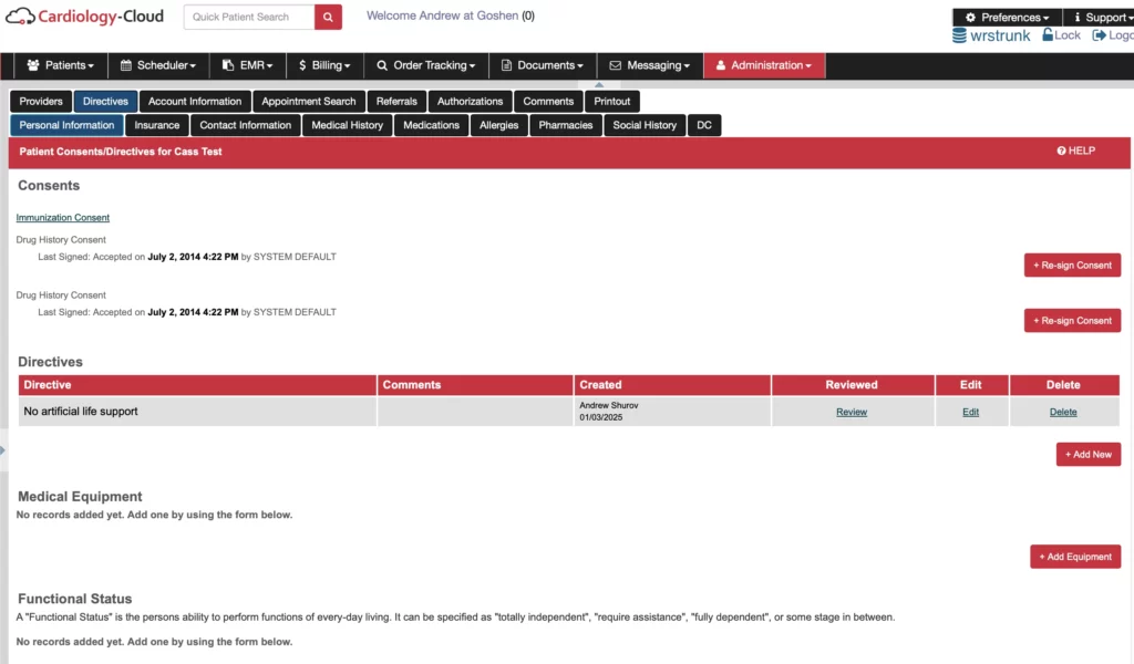Informed Consent Documentation Screen